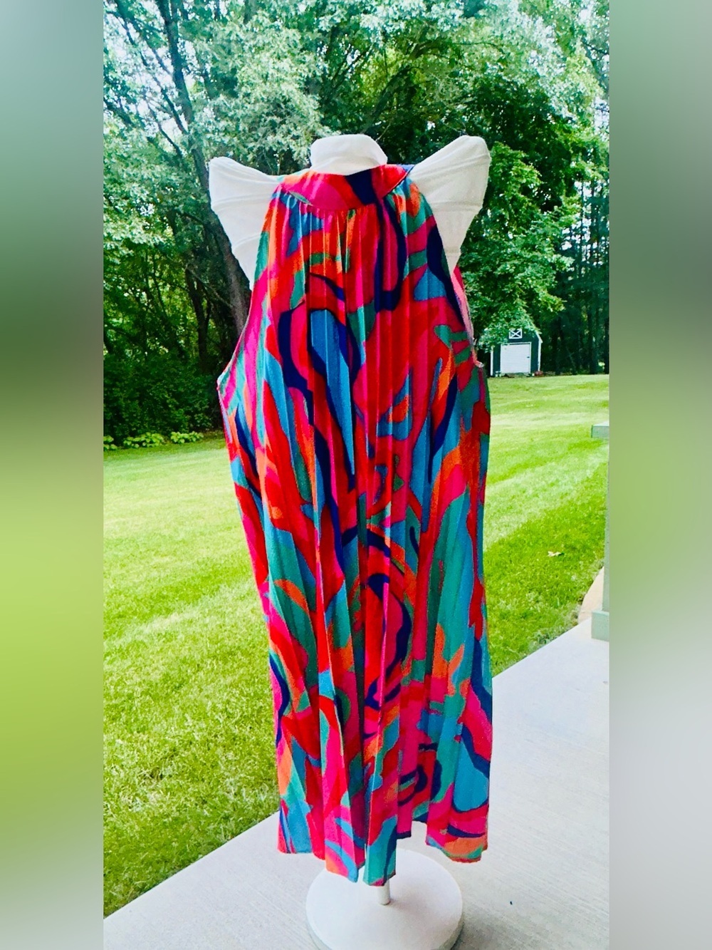 Women’s Colorful Abstract Sleeveless Midi Dress- Size 1Xl